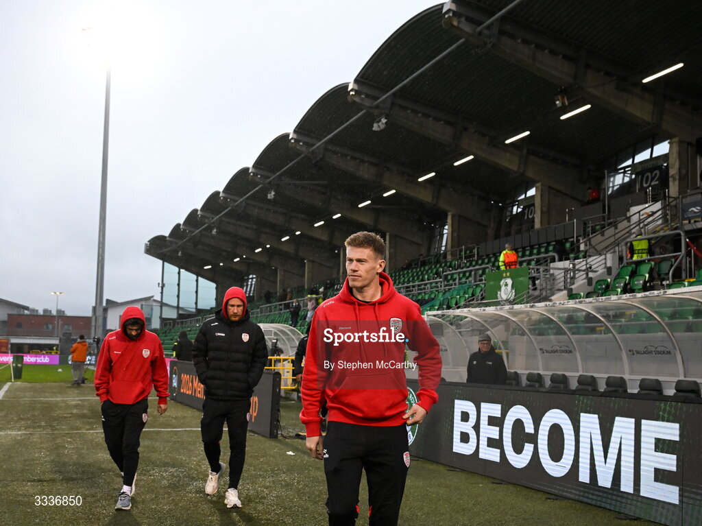 31 January 2026; James McClean of Derry City before the 2026 Men's President's Cup final match between Shamrock Rovers and Derry City at Tallaght Stadium in Dublin. Photo by Stephen McCarthy/Sportsfile