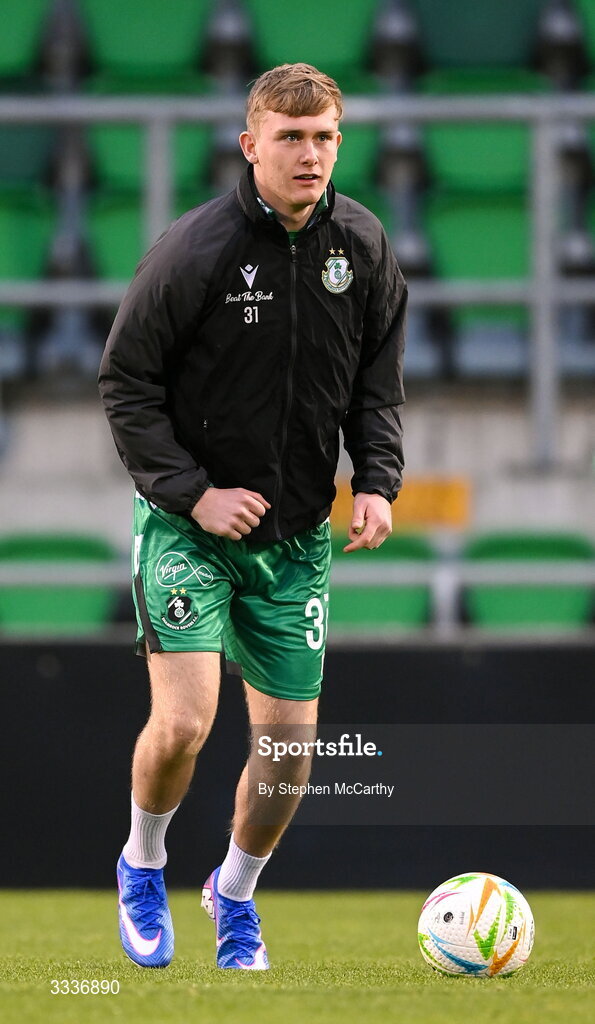 31 January 2026; Michael Noonan of Shamrock Rovers before the 2026 Men's President's Cup final match between Shamrock Rovers and Derry City at Tallaght Stadium in Dublin. Photo by Stephen McCarthy/Sportsfile