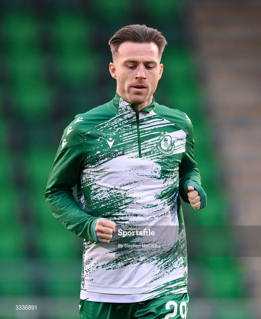 31 January 2026; Jack Byrne of Shamrock Rovers before the 2026 Men's President's Cup final match between Shamrock Rovers and Derry City at Tallaght Stadium in Dublin. Photo by Stephen McCarthy/Sportsfile