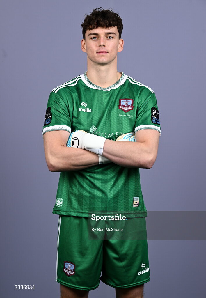 31 January 2026; Goalkeeper Evan Watts during a Galway United squad portraits session at Galway United FC Shop in Galway. Photo by Ben McShane/Sportsfile