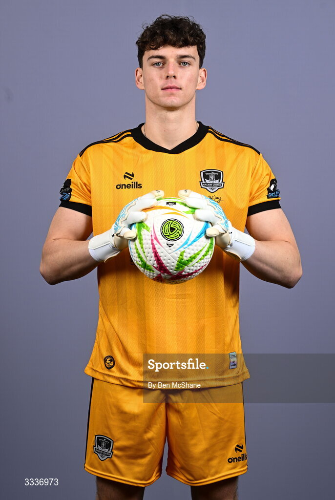 31 January 2026; Goalkeeper Evan Watts during a Galway United squad portraits session at Galway United FC Shop in Galway. Photo by Ben McShane/Sportsfile