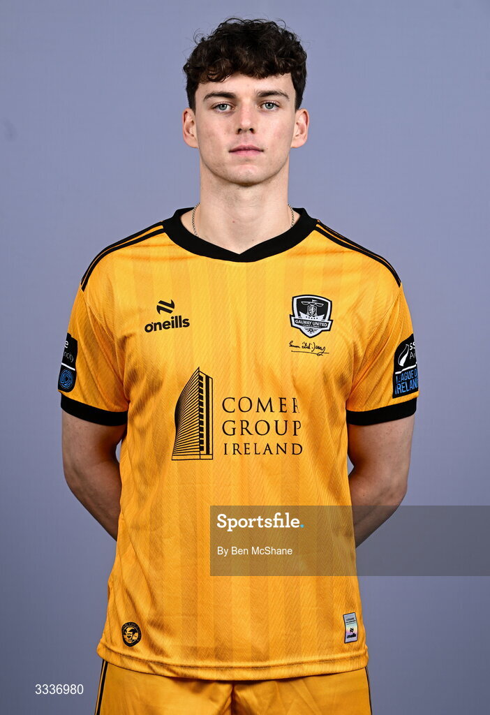 31 January 2026; Goalkeeper Evan Watts during a Galway United squad portraits session at Galway United FC Shop in Galway. Photo by Ben McShane/Sportsfile