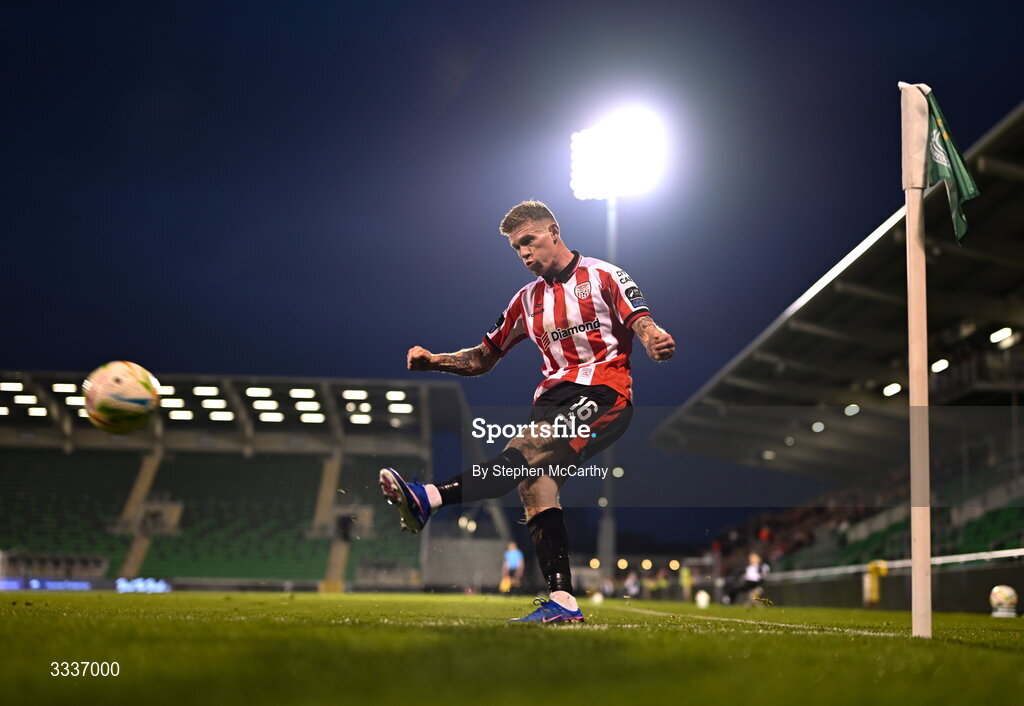 31 January 2026; James McClean of Derry City during the 2026 Men's President's Cup final match between Shamrock Rovers and Derry City at Tallaght Stadium in Dublin. Photo by Stephen McCarthy/Sportsfile