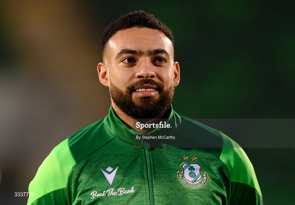 31 January 2026; Jake Mulraney of Shamrock Rovers before the 2026 Men's President's Cup final match between Shamrock Rovers and Derry City at Tallaght Stadium in Dublin. Photo by Stephen McCarthy/Sportsfile