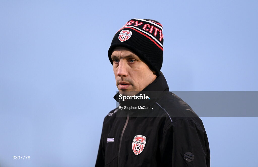 31 January 2026; Derry City technical director Mark McChrystal before the 2026 Men's President's Cup final match between Shamrock Rovers and Derry City at Tallaght Stadium in Dublin. Photo by Stephen McCarthy/Sportsfile