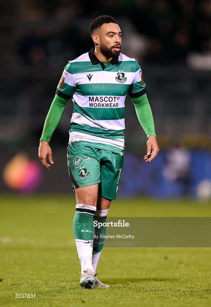 31 January 2026; Jake Mulraney of Shamrock Rovers during the 2026 Men's President's Cup final match between Shamrock Rovers and Derry City at Tallaght Stadium in Dublin. Photo by Stephen McCarthy/Sportsfile