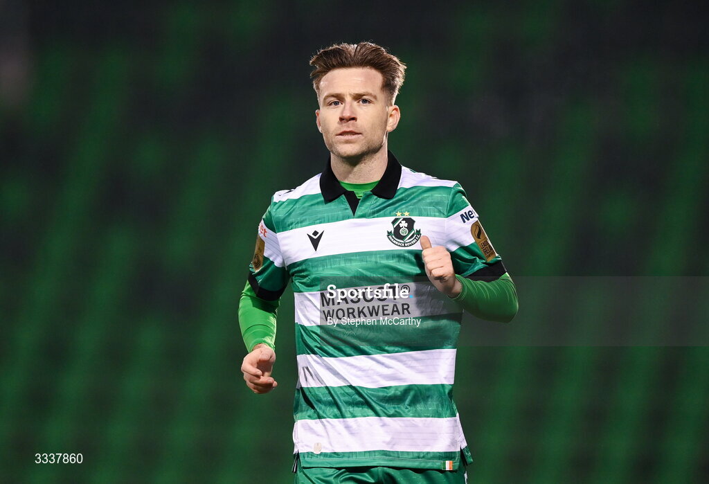 31 January 2026; Jack Byrne of Shamrock Rovers during the 2026 Men's President's Cup final match between Shamrock Rovers and Derry City at Tallaght Stadium in Dublin. Photo by Stephen McCarthy/Sportsfile