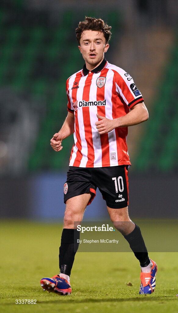 31 January 2026; Darragh Markey of Derry City during the 2026 Men's President's Cup final match between Shamrock Rovers and Derry City at Tallaght Stadium in Dublin. Photo by Stephen McCarthy/Sportsfile
