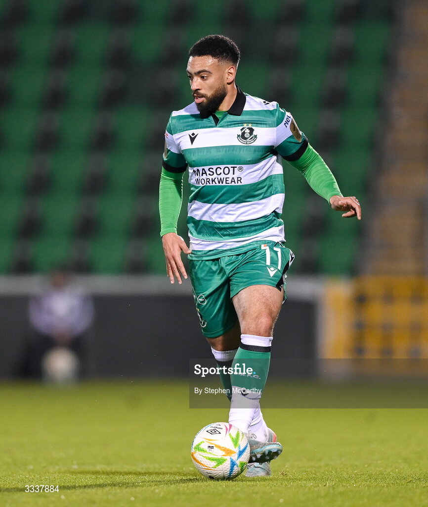 31 January 2026; Jake Mulraney of Shamrock Rovers during the 2026 Men's President's Cup final match between Shamrock Rovers and Derry City at Tallaght Stadium in Dublin. Photo by Stephen McCarthy/Sportsfile