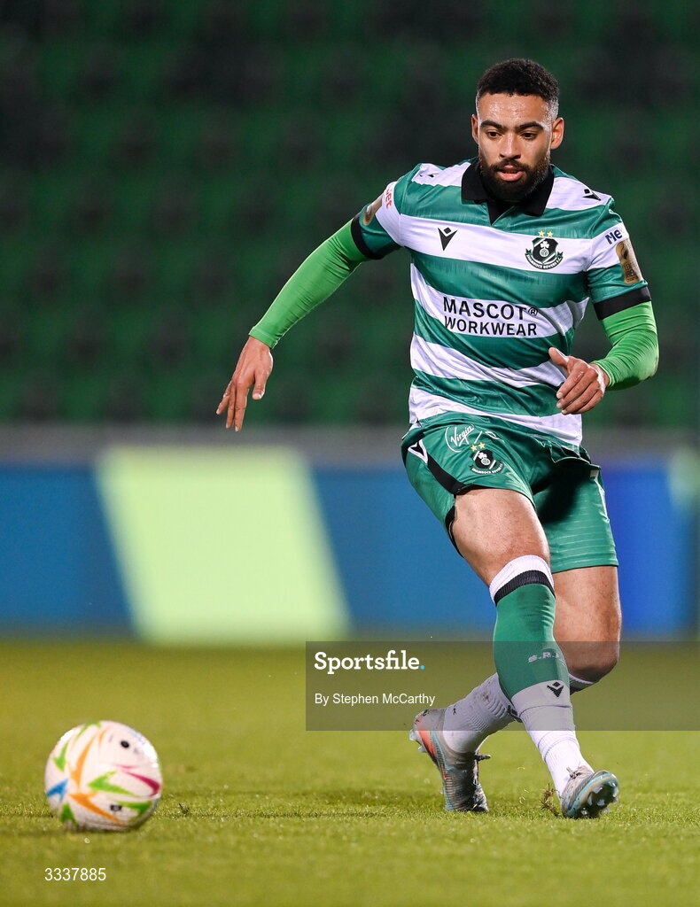 31 January 2026; Jake Mulraney of Shamrock Rovers during the 2026 Men's President's Cup final match between Shamrock Rovers and Derry City at Tallaght Stadium in Dublin. Photo by Stephen McCarthy/Sportsfile