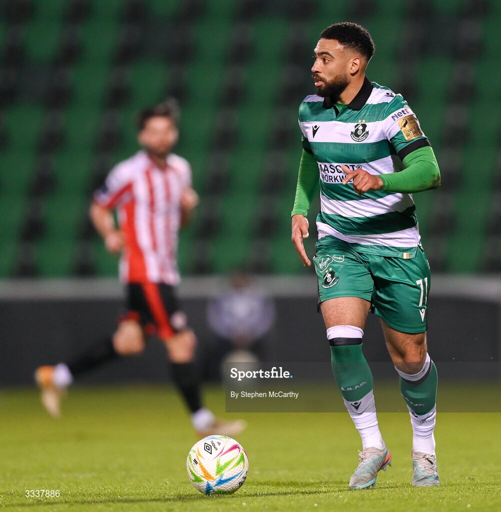 31 January 2026; Jake Mulraney of Shamrock Rovers during the 2026 Men's President's Cup final match between Shamrock Rovers and Derry City at Tallaght Stadium in Dublin. Photo by Stephen McCarthy/Sportsfile