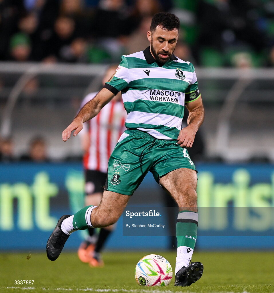 31 January 2026; Roberto Lopes of Shamrock Rovers during the 2026 Men's President's Cup final match between Shamrock Rovers and Derry City at Tallaght Stadium in Dublin. Photo by Stephen McCarthy/Sportsfile