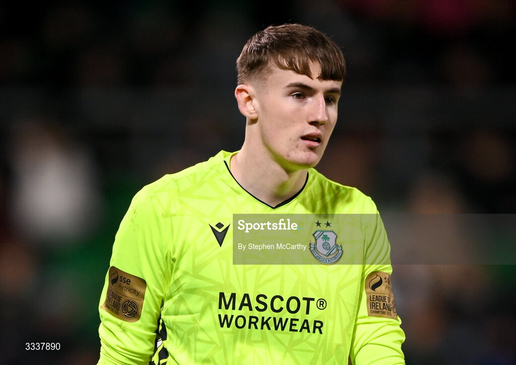 31 January 2026; Shamrock Rovers goalkeeper Alex Noonan during the 2026 Men's President's Cup final match between Shamrock Rovers and Derry City at Tallaght Stadium in Dublin. Photo by Stephen McCarthy/Sportsfile