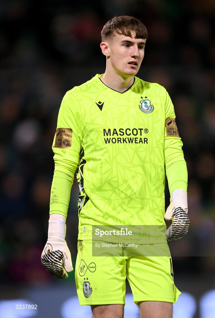 31 January 2026; Shamrock Rovers goalkeeper Alex Noonan during the 2026 Men's President's Cup final match between Shamrock Rovers and Derry City at Tallaght Stadium in Dublin. Photo by Stephen McCarthy/Sportsfile