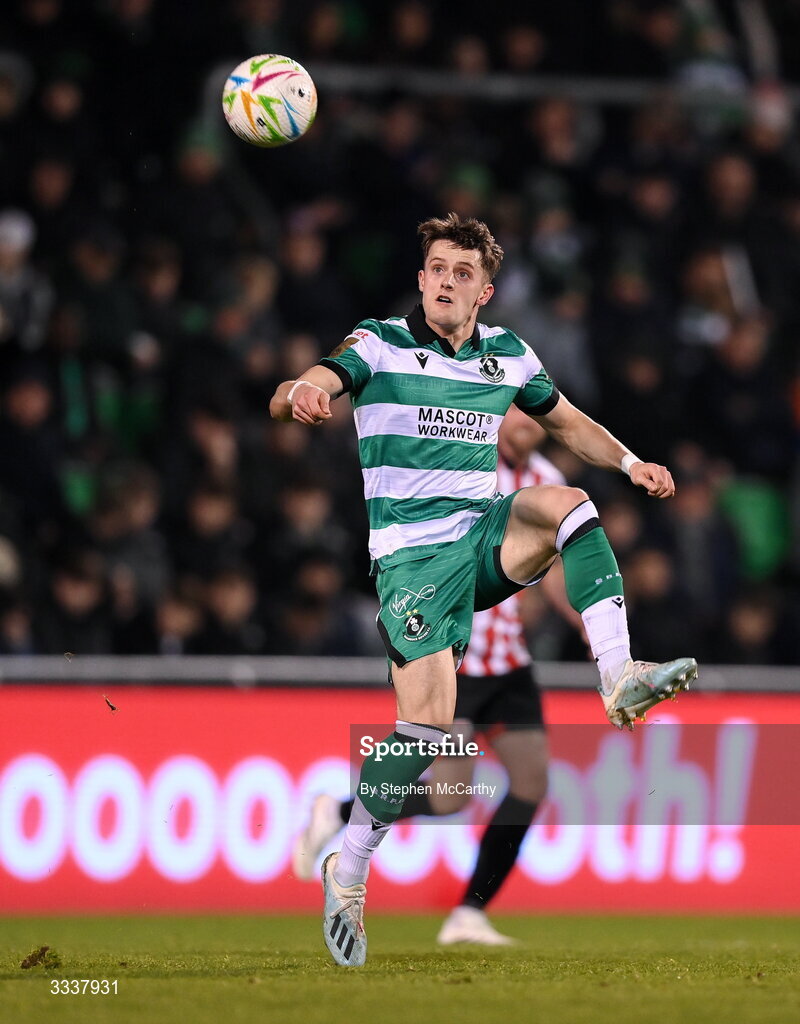 31 January 2026; John McGovern of Shamrock Rovers during the 2026 Men's President's Cup final match between Shamrock Rovers and Derry City at Tallaght Stadium in Dublin. Photo by Stephen McCarthy/Sportsfile