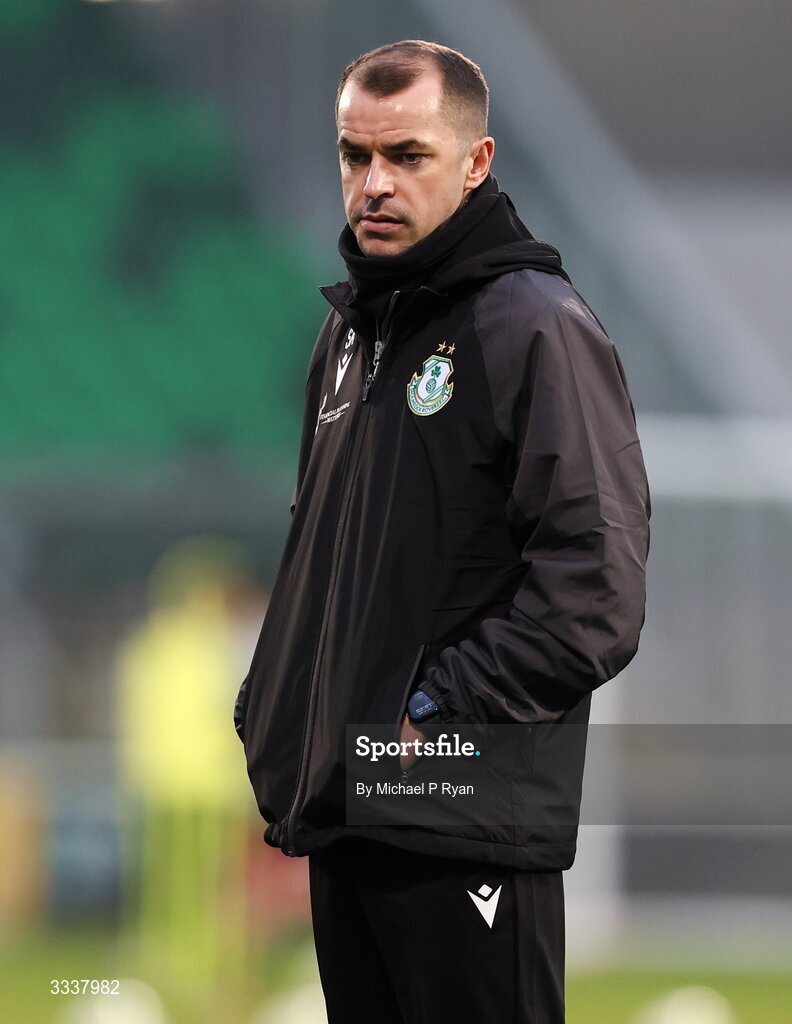 31 January 2026; Shamrock Rovers coach Sean Kavanagh before the 2026 Men's President's Cup final match between Shamrock Rovers and Derry City at Tallaght Stadium in Dublin. Photo by Michael P Ryan/Sportsfile