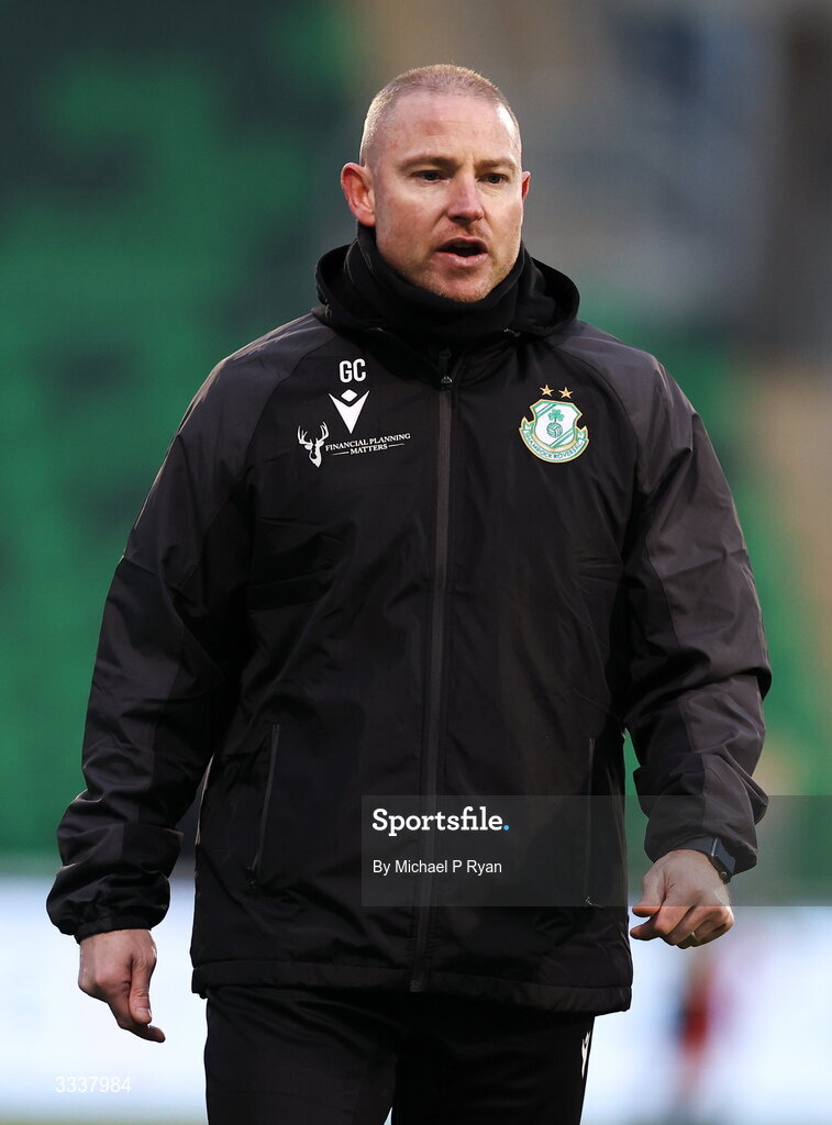 31 January 2026; Shamrock Rovers assistant coach Glenn Cronin before the 2026 Men's President's Cup final match between Shamrock Rovers and Derry City at Tallaght Stadium in Dublin. Photo by Michael P Ryan/Sportsfile
