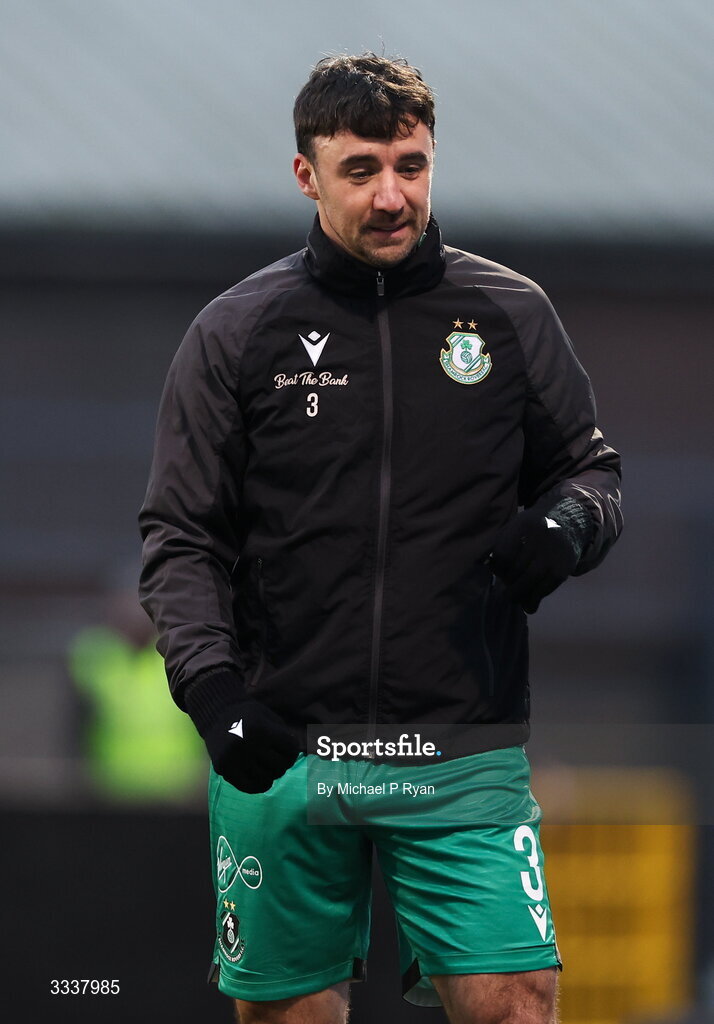 31 January 2026; Enda Stevens of Shamrock Rovers before the 2026 Men's President's Cup final match between Shamrock Rovers and Derry City at Tallaght Stadium in Dublin. Photo by Michael P Ryan/Sportsfile
