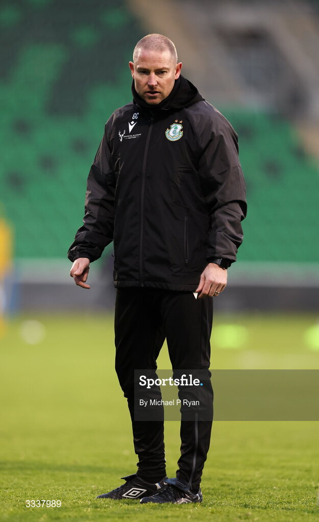 31 January 2026; Shamrock Rovers assistant coach Glenn Cronin before the 2026 Men's President's Cup final match between Shamrock Rovers and Derry City at Tallaght Stadium in Dublin. Photo by Michael P Ryan/Sportsfile