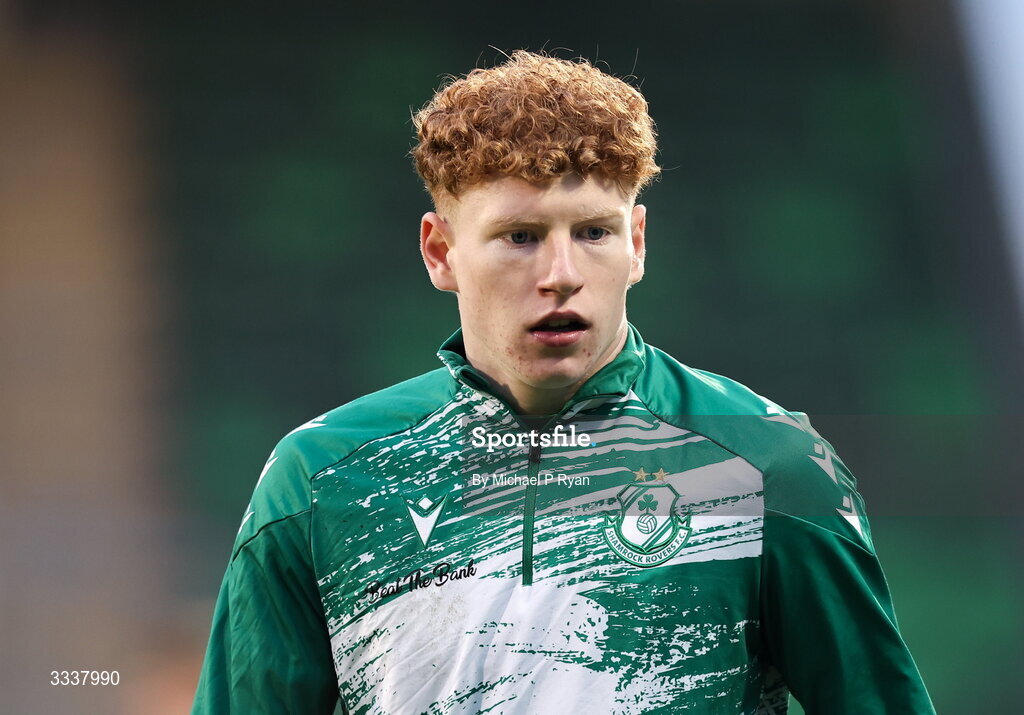 31 January 2026; Adam Brennan of Shamrock Rovers before the 2026 Men's President's Cup final match between Shamrock Rovers and Derry City at Tallaght Stadium in Dublin. Photo by Michael P Ryan/Sportsfile