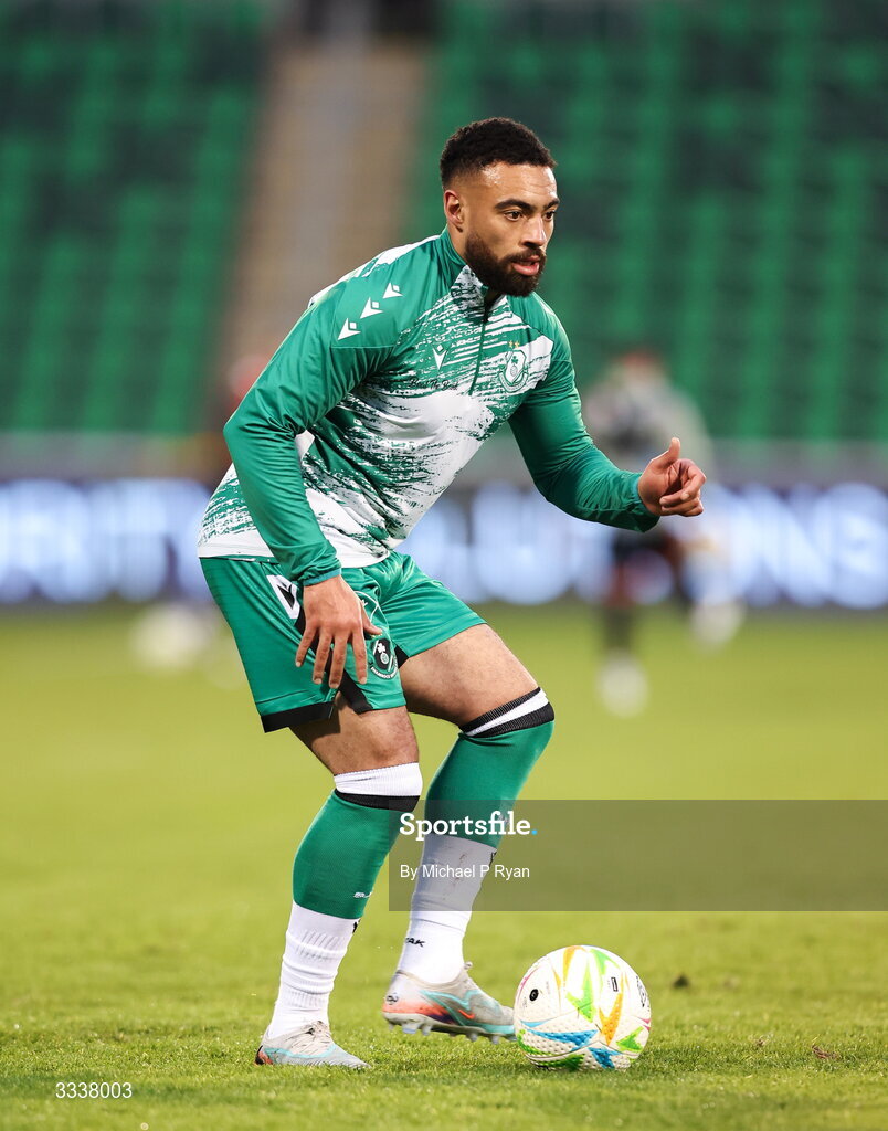 31 January 2026; Jake Mulraney of Shamrock Rovers before the 2026 Men's President's Cup final match between Shamrock Rovers and Derry City at Tallaght Stadium in Dublin. Photo by Michael P Ryan/Sportsfile