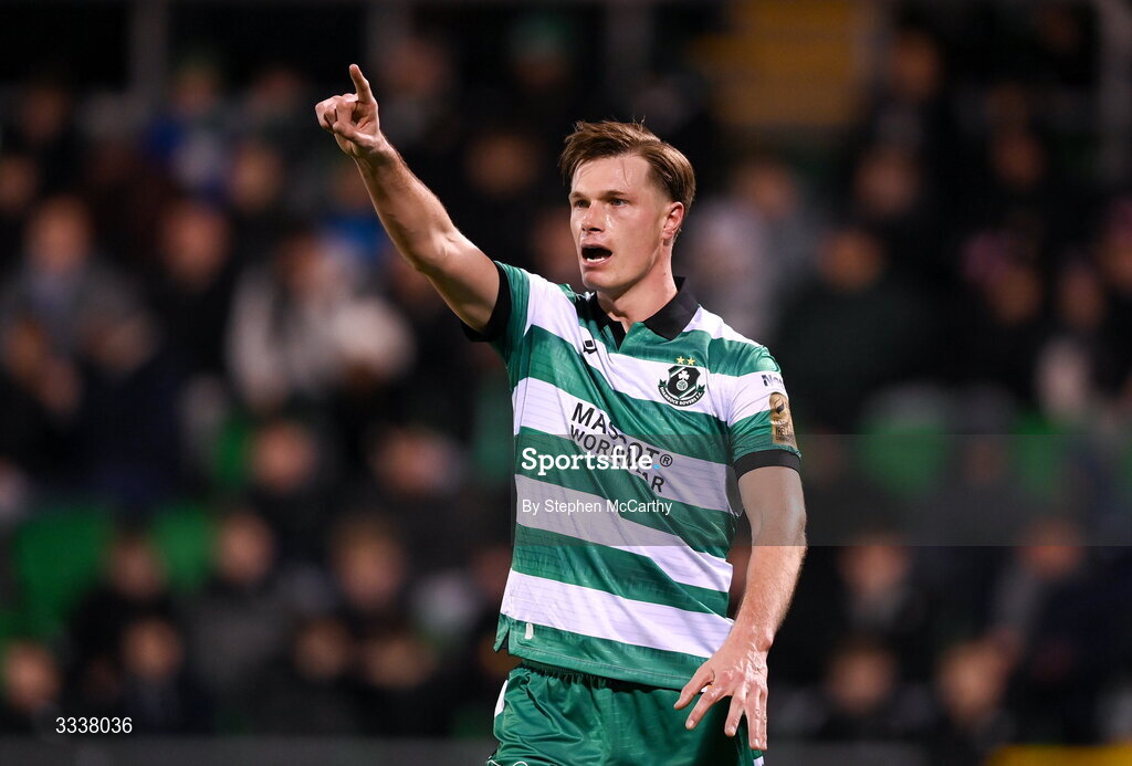 31 January 2026; Daniel Cleary of Shamrock Rovers during the 2026 Men's President's Cup final match between Shamrock Rovers and Derry City at Tallaght Stadium in Dublin. Photo by Stephen McCarthy/Sportsfile
