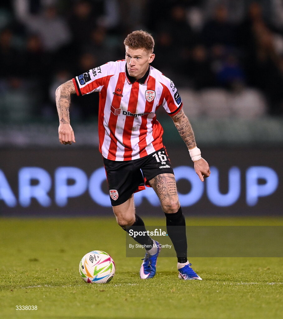 31 January 2026; James McClean of Derry City during the 2026 Men's President's Cup final match between Shamrock Rovers and Derry City at Tallaght Stadium in Dublin. Photo by Stephen McCarthy/Sportsfile