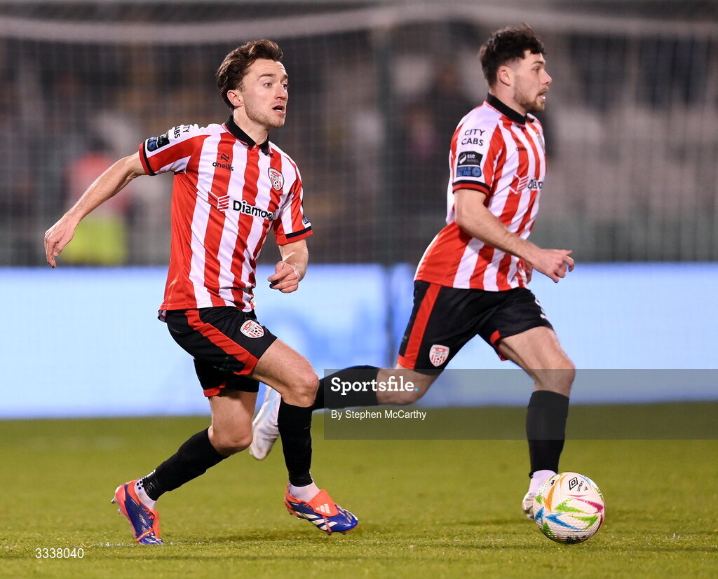 31 January 2026; Darragh Markey of Derry City during the 2026 Men's President's Cup final match between Shamrock Rovers and Derry City at Tallaght Stadium in Dublin. Photo by Stephen McCarthy/Sportsfile