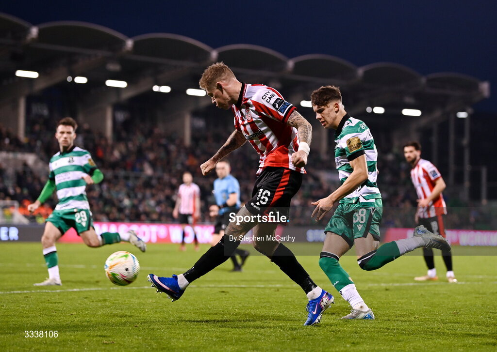 31 January 2026; James McClean of Derry City during the 2026 Men's President's Cup final match between Shamrock Rovers and Derry City at Tallaght Stadium in Dublin. Photo by Stephen McCarthy/Sportsfile