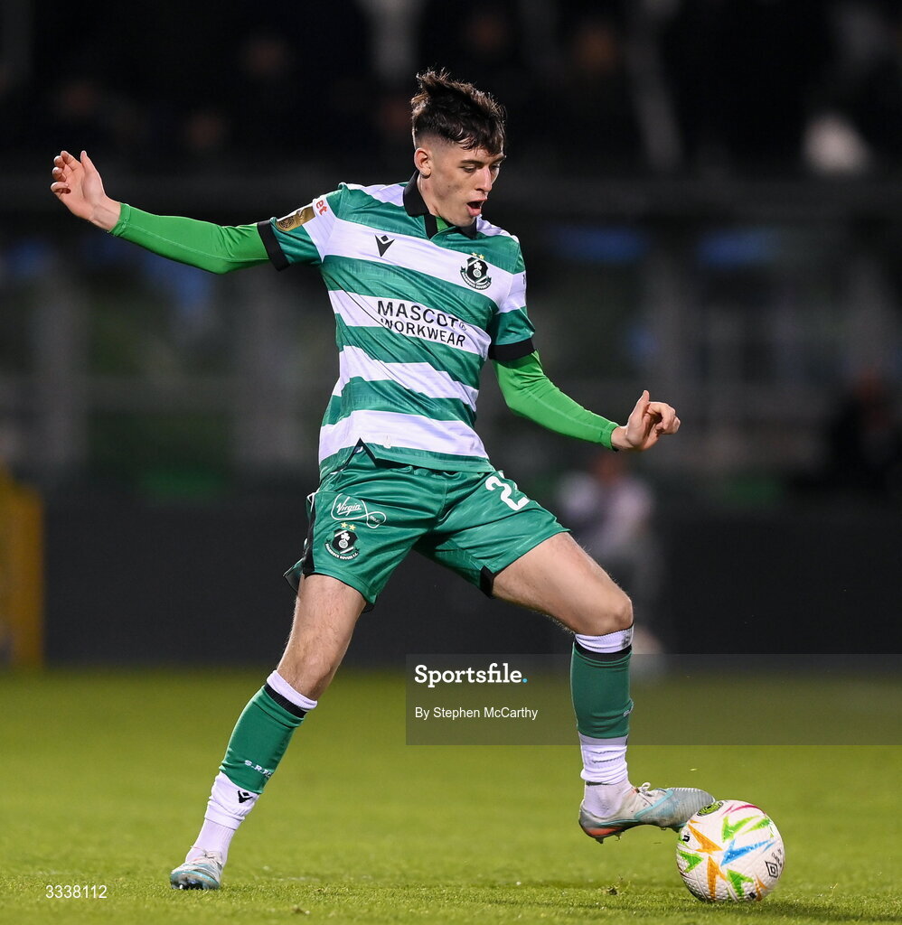 31 January 2026; Cory O'Sullivan of Shamrock Rovers during the 2026 Men's President's Cup final match between Shamrock Rovers and Derry City at Tallaght Stadium in Dublin. Photo by Stephen McCarthy/Sportsfile