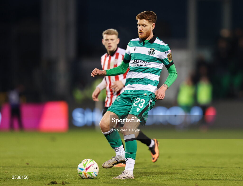 31 January 2026; Connor Malley of Shamrock Rovers during the 2026 Men's President's Cup final match between Shamrock Rovers and Derry City at Tallaght Stadium in Dublin. Photo by Michael P Ryan/Sportsfile
