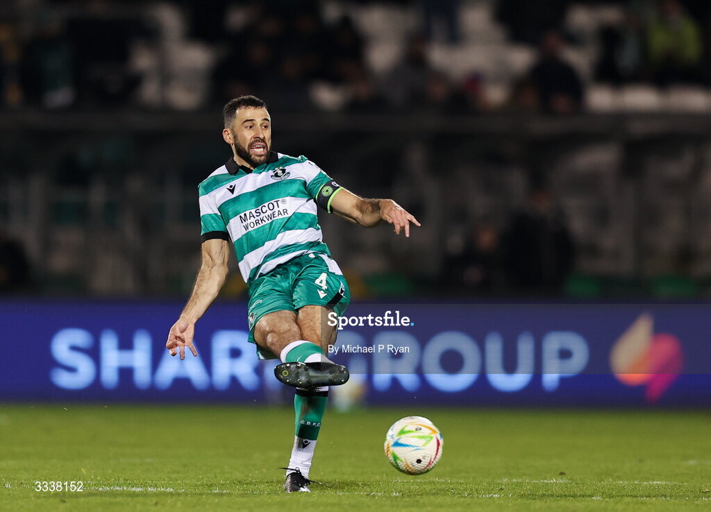 31 January 2026; Roberto Lopes of Shamrock Rovers during the 2026 Men's President's Cup final match between Shamrock Rovers and Derry City at Tallaght Stadium in Dublin. Photo by Michael P Ryan/Sportsfile