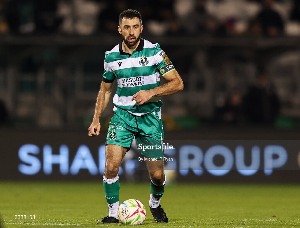 31 January 2026; Roberto Lopes of Shamrock Rovers during the 2026 Men's President's Cup final match between Shamrock Rovers and Derry City at Tallaght Stadium in Dublin. Photo by Michael P Ryan/Sportsfile