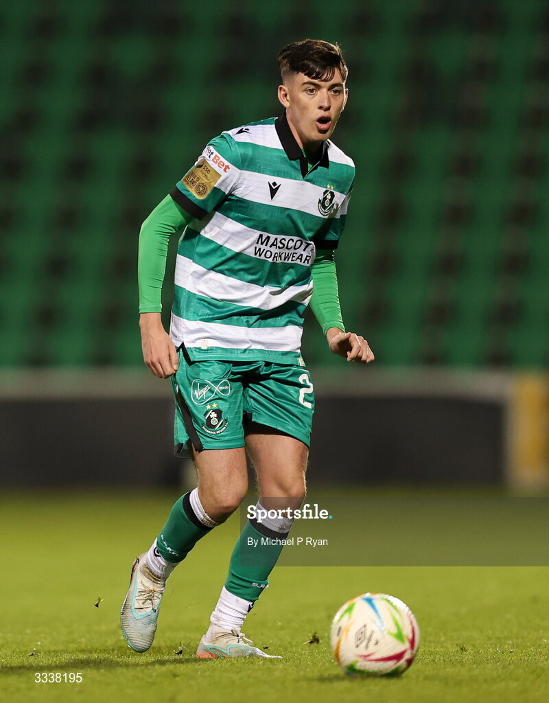 31 January 2026; Cory O'Sullivan of Shamrock Rovers during the 2026 Men's President's Cup final match between Shamrock Rovers and Derry City at Tallaght Stadium in Dublin. Photo by Michael P Ryan/Sportsfile