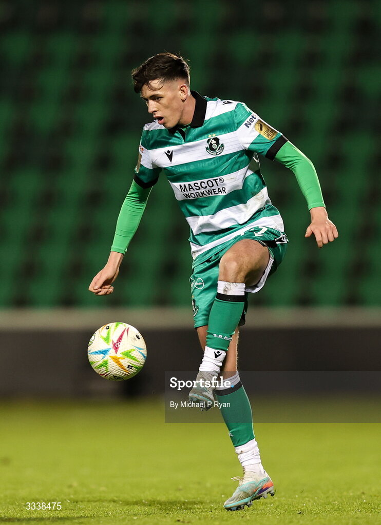 31 January 2026; Cory O'Sullivan of Shamrock Rovers during the 2026 Men's President's Cup final match between Shamrock Rovers and Derry City at Tallaght Stadium in Dublin. Photo by Michael P Ryan/Sportsfile