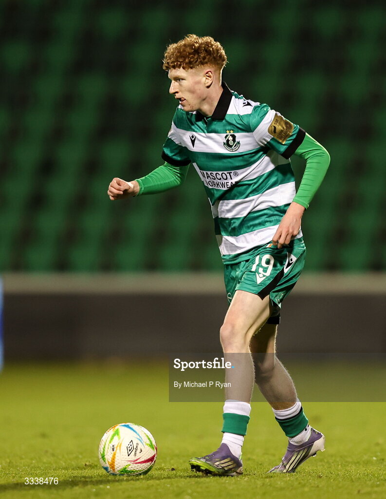 31 January 2026; Adam Brennan of Shamrock Rovers during the 2026 Men's President's Cup final match between Shamrock Rovers and Derry City at Tallaght Stadium in Dublin. Photo by Michael P Ryan/Sportsfile