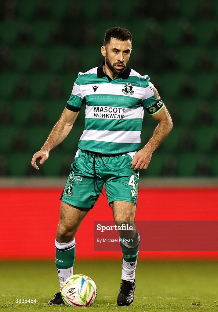 31 January 2026; Roberto Lopes of Shamrock Rovers during the 2026 Men's President's Cup final match between Shamrock Rovers and Derry City at Tallaght Stadium in Dublin. Photo by Michael P Ryan/Sportsfile