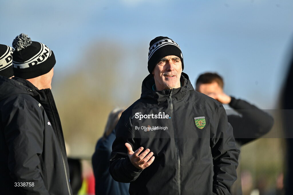 1 February 2026; Donegal manager Jimmy McGuinness during the Allianz Football League Division 1 match between Donegal and Kerry at Fr Tierney Park in Ballyshannon, Donegal. Photo by Oliver McVeigh/Sportsfile