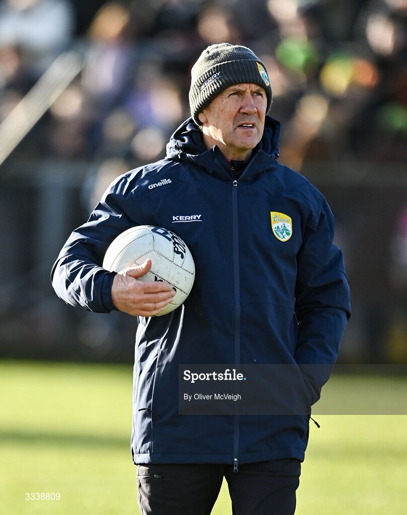 1 February 2026; Kerry manager Jack O'Connor before the Allianz Football League Division 1 match between Donegal and Kerry at Fr Tierney Park in Ballyshannon, Donegal. Photo by Oliver McVeigh/Sportsfile
