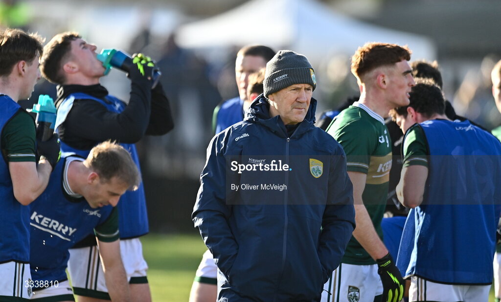 1 February 2026; Kerry manager Jack O'Connor before the Allianz Football League Division 1 match between Donegal and Kerry at Fr Tierney Park in Ballyshannon, Donegal. Photo by Oliver McVeigh/Sportsfile