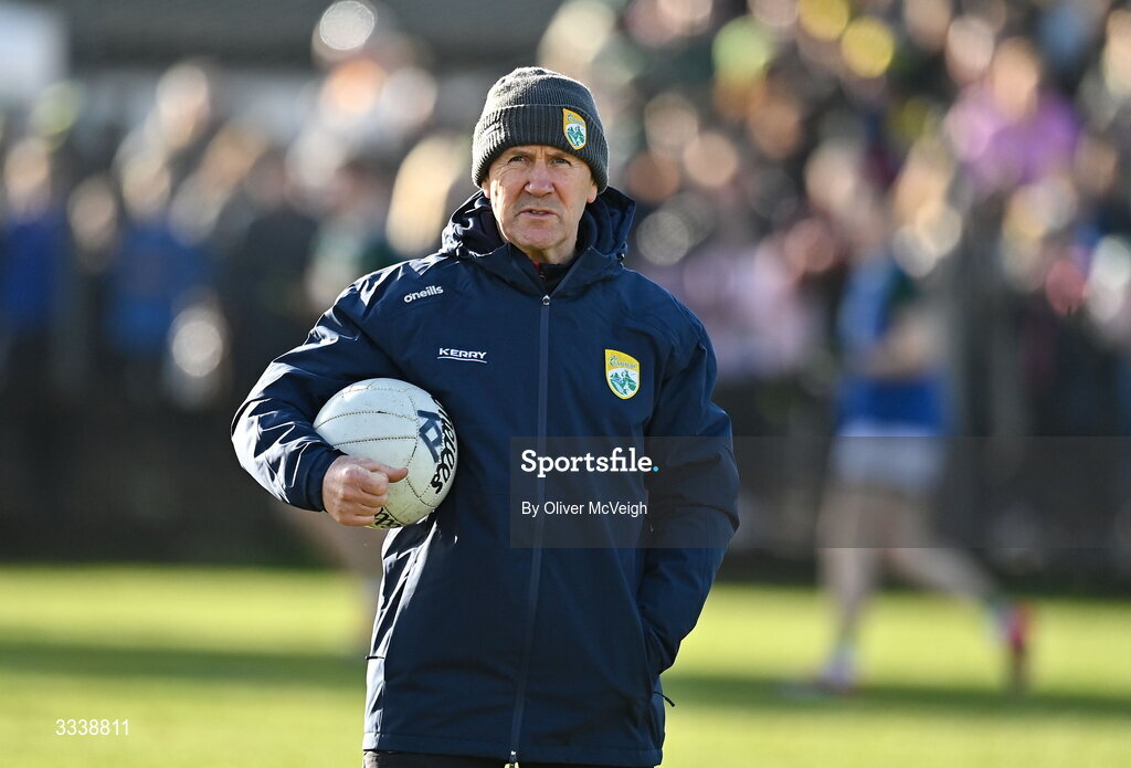 1 February 2026; Kerry manager Jack O'Connor before the Allianz Football League Division 1 match between Donegal and Kerry at Fr Tierney Park in Ballyshannon, Donegal. Photo by Oliver McVeigh/Sportsfile