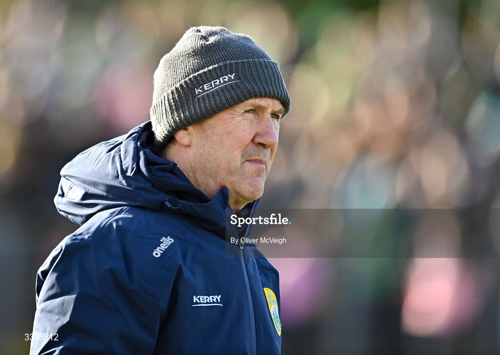 1 February 2026; Kerry manager Jack O'Connor before the Allianz Football League Division 1 match between Donegal and Kerry at Fr Tierney Park in Ballyshannon, Donegal. Photo by Oliver McVeigh/Sportsfile