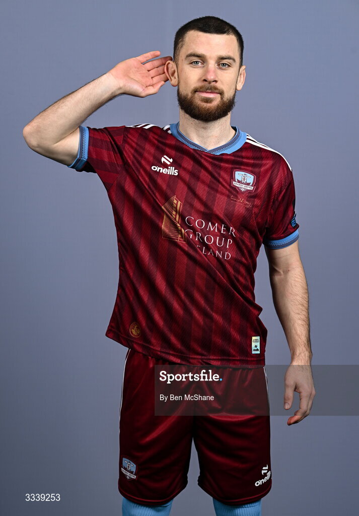 31 January 2026; Aaron Bolger during a Galway United squad portraits session at Galway United FC Shop in Galway. Photo by Ben McShane/Sportsfile