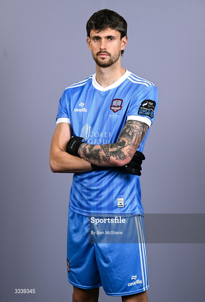 31 January 2026; Goalkeeper Hugo Cunha during a Galway United squad portraits session at Galway United FC Shop in Galway. Photo by Ben McShane/Sportsfile