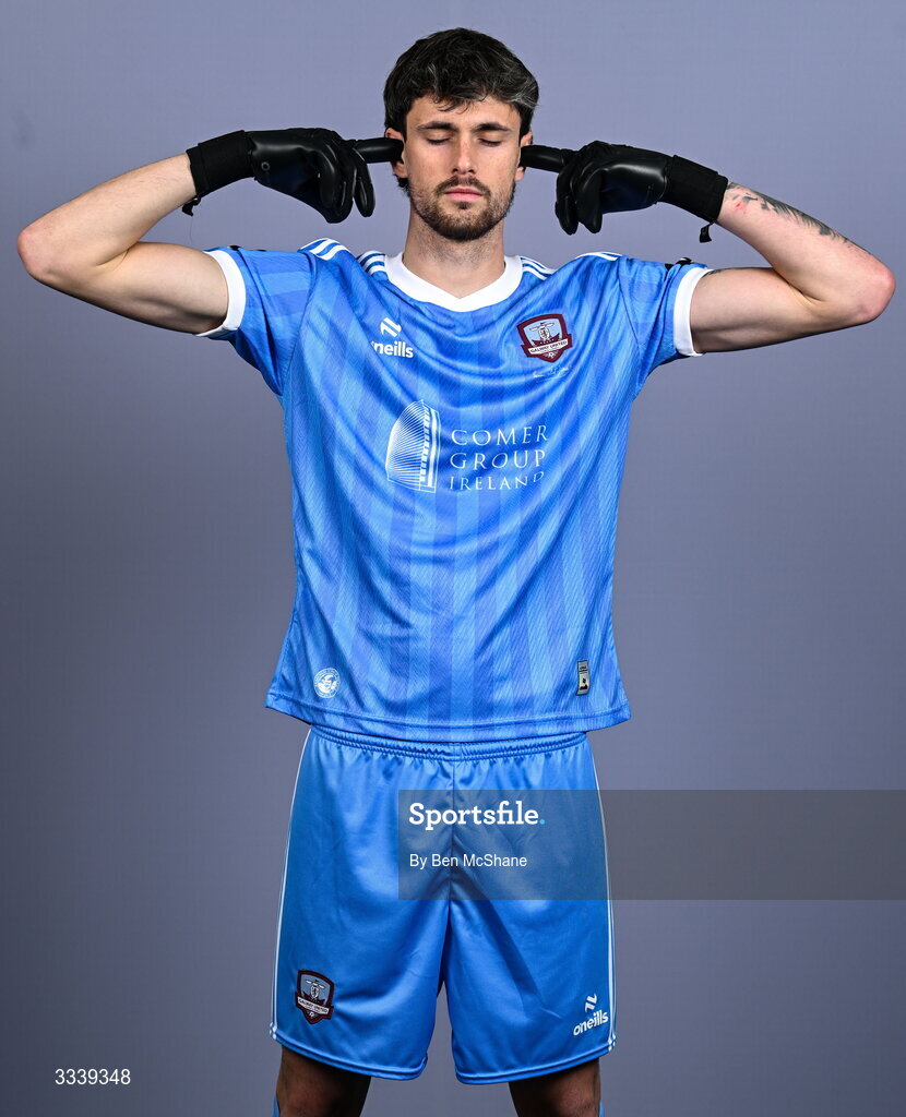 31 January 2026; Goalkeeper Hugo Cunha during a Galway United squad portraits session at Galway United FC Shop in Galway. Photo by Ben McShane/Sportsfile