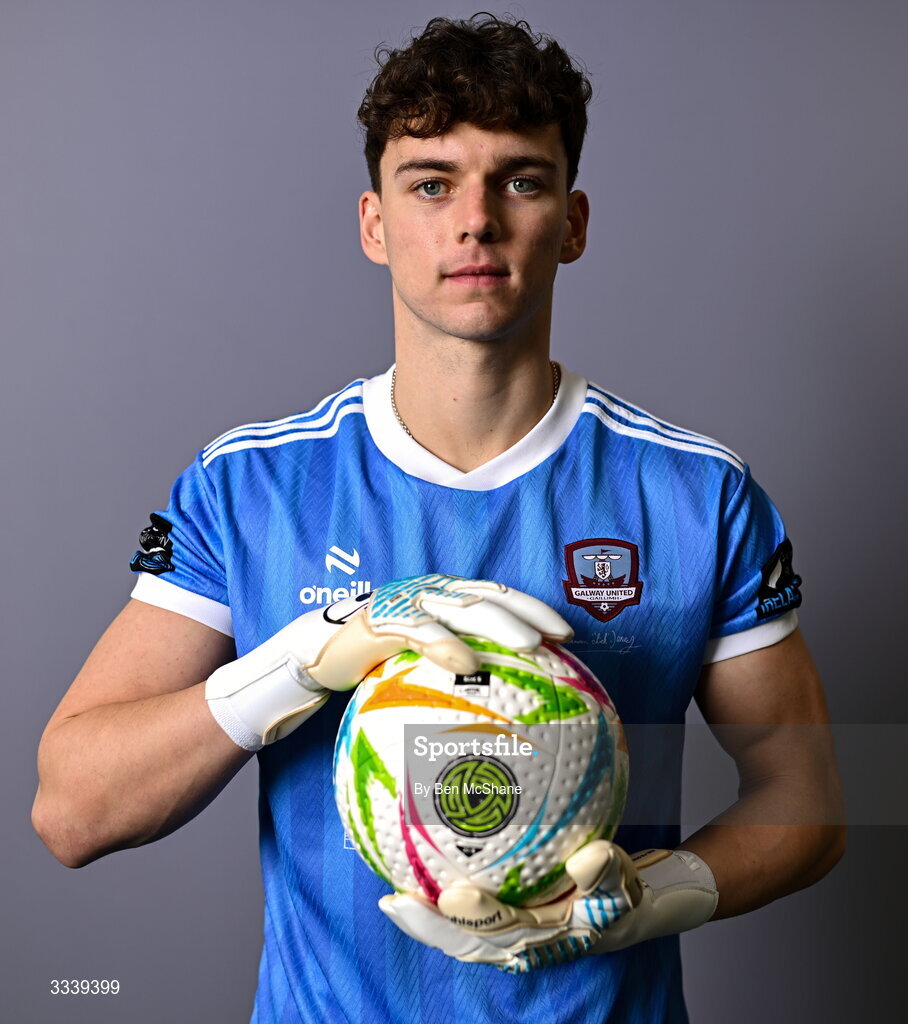 31 January 2026; Goalkeeper Evan Watts during a Galway United squad portraits session at Galway United FC Shop in Galway. Photo by Ben McShane/Sportsfile