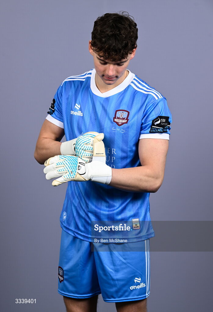 31 January 2026; Goalkeeper Evan Watts during a Galway United squad portraits session at Galway United FC Shop in Galway. Photo by Ben McShane/Sportsfile