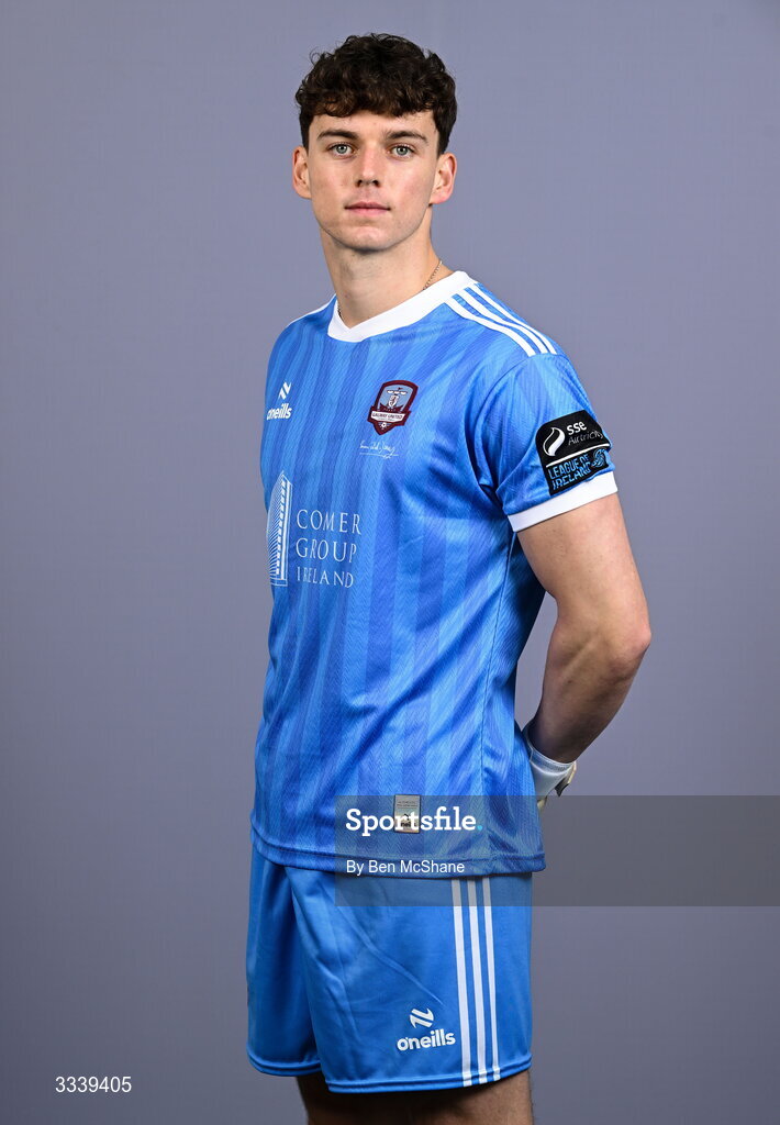 31 January 2026; Goalkeeper Evan Watts during a Galway United squad portraits session at Galway United FC Shop in Galway. Photo by Ben McShane/Sportsfile