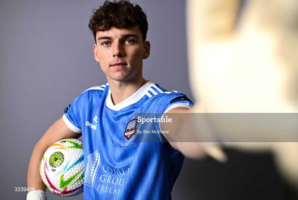 31 January 2026; Goalkeeper Evan Watts during a Galway United squad portraits session at Galway United FC Shop in Galway. Photo by Ben McShane/Sportsfile