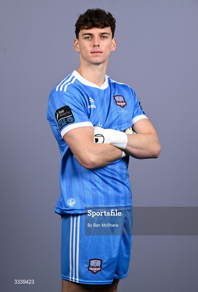 31 January 2026; Goalkeeper Evan Watts during a Galway United squad portraits session at Galway United FC Shop in Galway. Photo by Ben McShane/Sportsfile